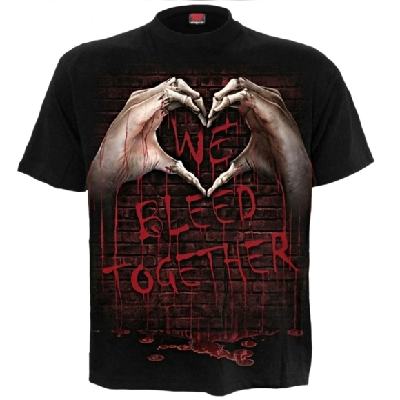 Spiral Direct Gothic Tee ✦ 4XL Black Cotton Crewneck ✦ We Bleed Together Graphic - Picture 2 of 7